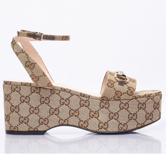GUCCI Horsebit GG logo supreme platform sandals
